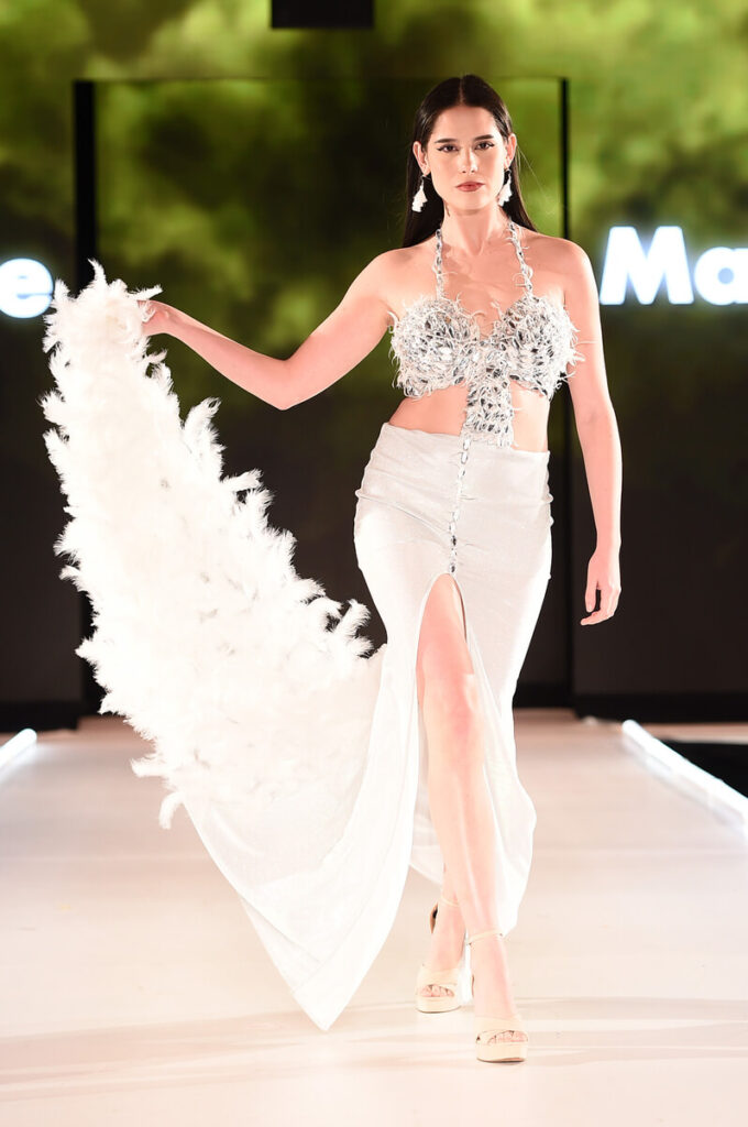 Model walks for Makarassi at Sony Hall for Runway 7 NYFW Fall Winter 2023