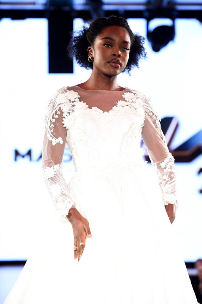 Model walks for Masal at Sony Hall for Runway 7 NYFW Fall Winter 2023